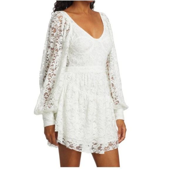 LoveShackFancy Alela Embroidered Lace Mini Dress Size 6 - Picture 6 of 12